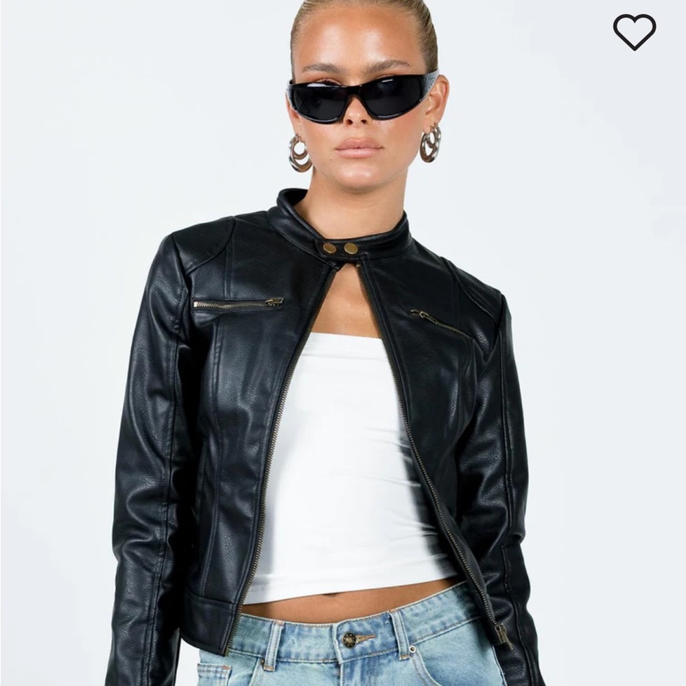 Princess Polly POTTSVILLE FAUX LEATHER MOTO JACKET BLACK size 4